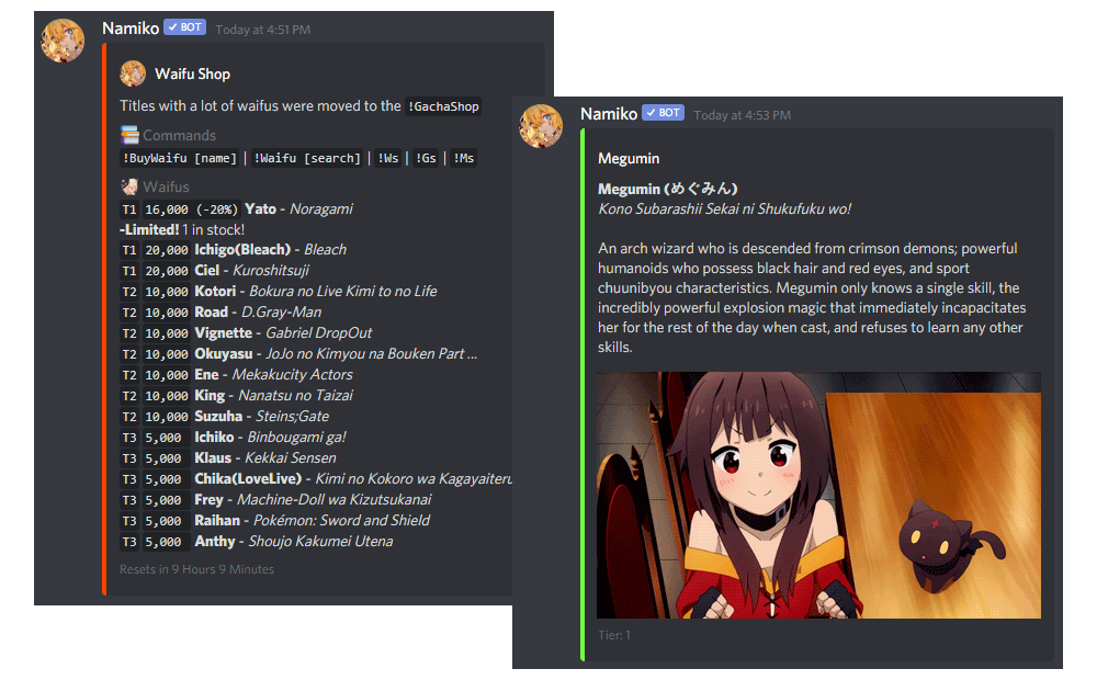 importar profundo Parpadeo Namiko - anime themed Discord bot